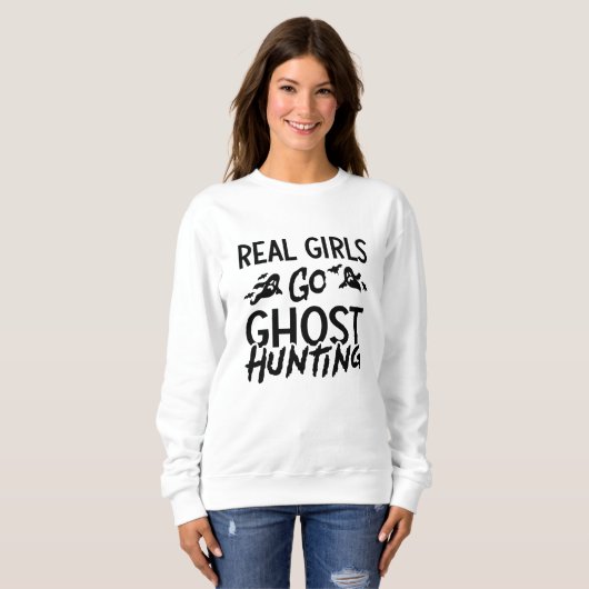 Real Girls Go Ghost Hunter Spooky Trui (Voorkant volledig)