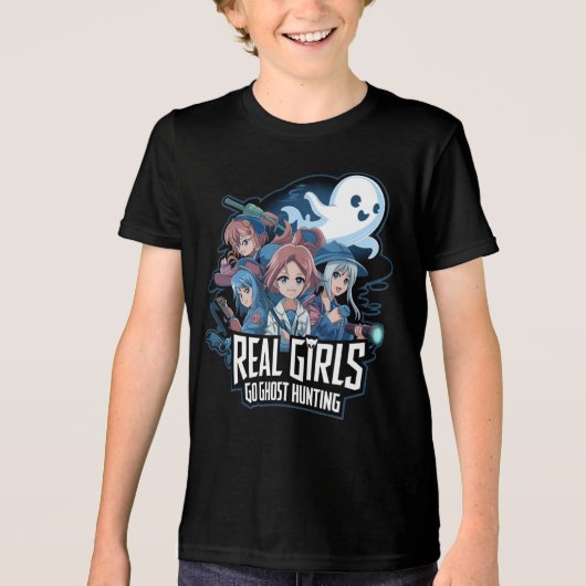 Real Girls Go Ghost Hunting Tri-Blend Shirt (Voorkant)