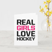 Real Girls Love Hockey Blank any Occasion Kaart (Gele Bloem)
