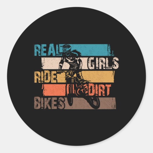 Real Girls Ride Dirt Bikes Motocross Lovers Ronde Sticker (Voorkant)