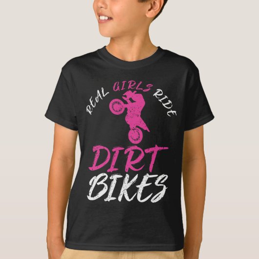 Real Girls Ride Dirt Bikes Motorcycle Motocross T-shirt (Voorkant)