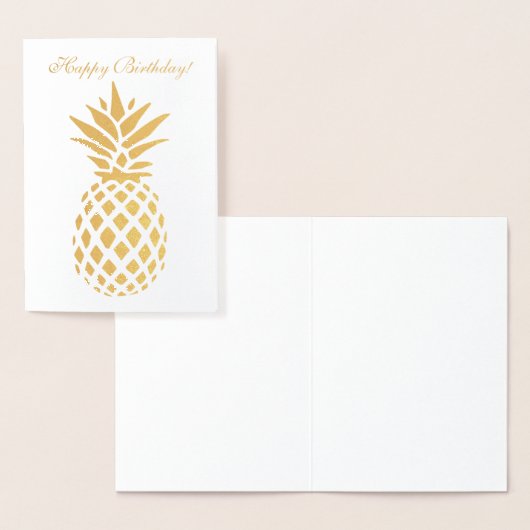 Real Gold Ananas HAPPY VERJAARDAG Typografie Folie Kaarten (Display)