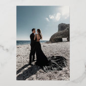 Real Gold Arch Elegant Typography Photo Wedding Folie Uitnodiging (Achterkant)