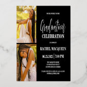 Real Gold Black, drie fotograaffeesten Folie Uitnodiging (Achterkant)