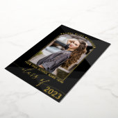 Real Gold Black Geometric Photo Afstuderen Folie Uitnodiging (Gedraaid)