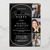 Real Gold Black Geometric Photo Afstuderen Folie Uitnodiging (Achterkant)
