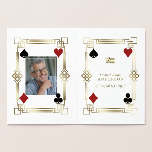 Real Gold Casino Vegas Poker Pensioenfeest  Folie Kaarten (Binnen)