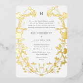 REAL Gold Circle Monogram, gedroogd wild, gedroogd Folie Uitnodiging (Voorkant)