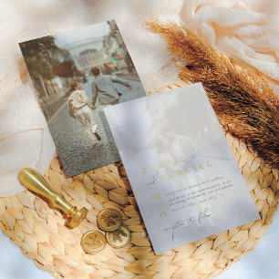 Real Gold Elegant Boho minimalist 2 Fotobruiloft Folie Uitnodiging