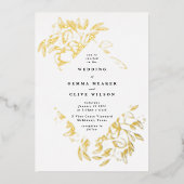 Real Gold Elegant Botanical Weduwen Uitnodiging (Voorkant)