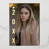 Real Gold Foil Afstuderen foto bekendmaking Folie Uitnodiging (Voorkant)