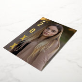 Real Gold Foil Afstuderen foto bekendmaking Folie Uitnodiging (Gedraaid)