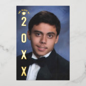 Real Gold Foil Afstuderen foto bekendmaking Folie Uitnodiging (Voorkant)