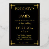 Real Gold Foil Art Deco Wedding Invitations Folie Uitnodiging (Voorkant)