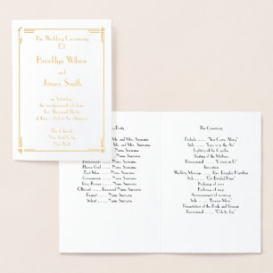 Real Gold Foil Art Deco Wedding Programs Folie Kaarten
