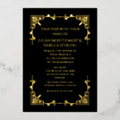 Real Gold Foil Black Tie Royal Regency wedding Folie Uitnodiging (Voorkant)