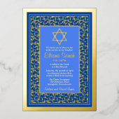 Real Gold Foil Blue Star van David Bat Mitzvah Folie Uitnodiging (Voorkant)