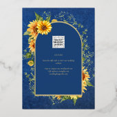 Real GOLD FOIL Blue Sunflower Save Date Weddenscha Folie Uitnodiging (Achterkant)