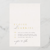 Real Gold Foil Boho Modern Minimal Photo Wedding Folie Uitnodiging (Voorkant)