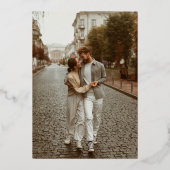 Real Gold Foil Boho Modern Minimal Photo Wedding Folie Uitnodiging (Achterkant)