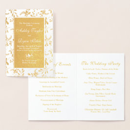 Real Gold Foil Botanical Floral Wedding Programme Folie Kaarten