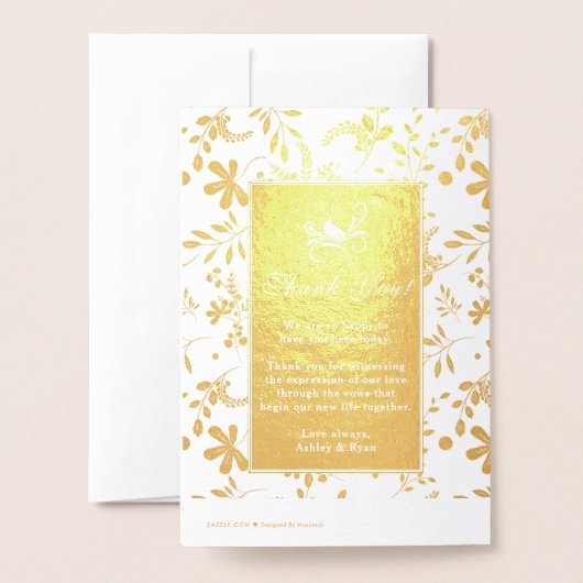 Real Gold Foil Botanical Floral Wedding Programme Folie Kaarten (Met envelop)
