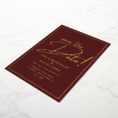 Real GOLD Foil Burgundy Save the Date Wedding Folie Uitnodiging (Gedraaid)