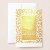 Real Gold Foil Damask Floral Wedding Programme Folie Kaarten (Met envelop)