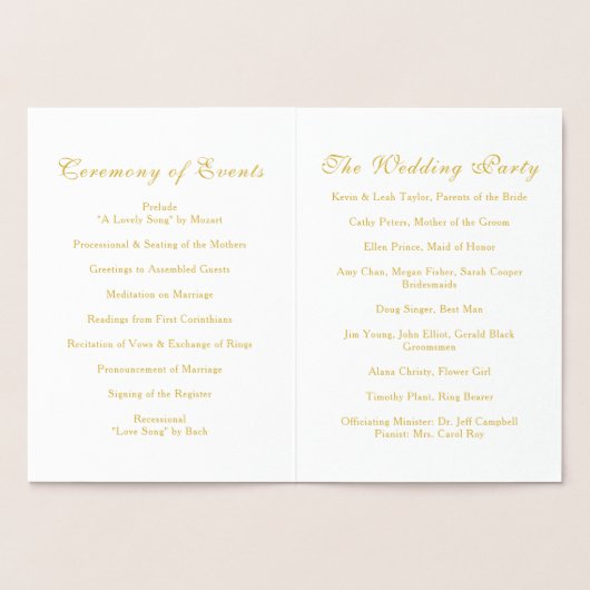 Real Gold Foil Damask Floral Wedding Programme Folie Kaarten (Binnen)