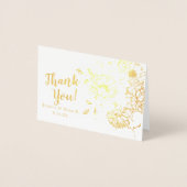 REAL Gold Foil DANK JE Floral Wedding Photo Folie Kaarten (Voorkant)