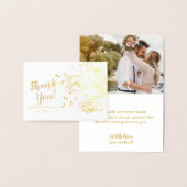 REAL Gold Foil DANK JE Floral Wedding Photo Folie Kaarten (Display)
