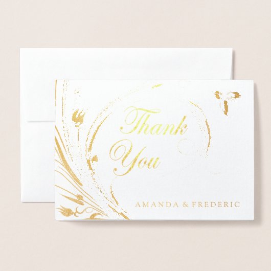 REAL Gold Foil DANK U Bruiloft Kaart (Voorkant met envelop)