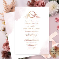 Real Gold Foil Elegant Dusty Roos Monogram Weddens