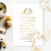 Real Gold Foil Elegant Formal Monogram Weddenschap Folie Uitnodiging