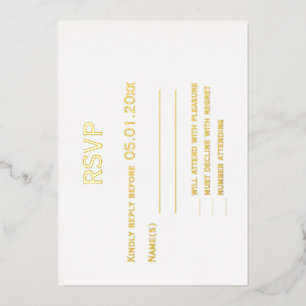 Real Gold Foil Elegant Gay Wedding RSVP-kaarten Folie Uitnodiging