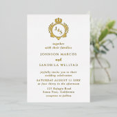 Real Gold Foil Elegant Wreater Monogram Wedding Fo Folie Uitnodiging (Staand Voorkant)