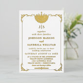 Real Gold Foil Elegant Wreater Monogram Wedding Fo Folie Uitnodiging (Staand Voorkant)