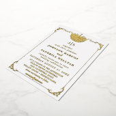Real Gold Foil Elegant Wreater Monogram Wedding Fo Folie Uitnodiging (Gedraaid)