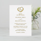 Real Gold Foil Elegant Wreator Monogram Wedding Folie Uitnodiging (Staand Voorkant)