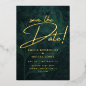 Real GOLD FOIL Emerald Green Save the Date Wedding Folie Uitnodiging (Voorkant)