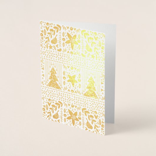 Real Gold Foil Festive Happy Kerstmis Kaart (Voorkant)