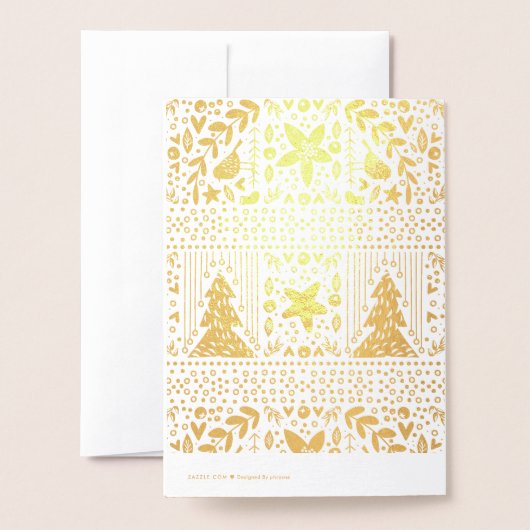 Real Gold Foil  Festive Happy Kerstmis Kaart (Met envelop)