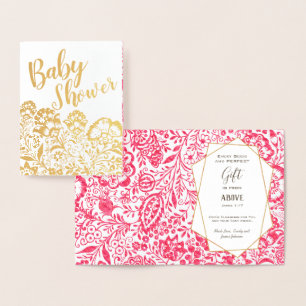 Real Gold Foil Floral Baby shower Blessings Folie Kaarten