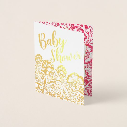 Real Gold Foil Floral Baby shower Blessings Folie Kaarten (Voorkant)