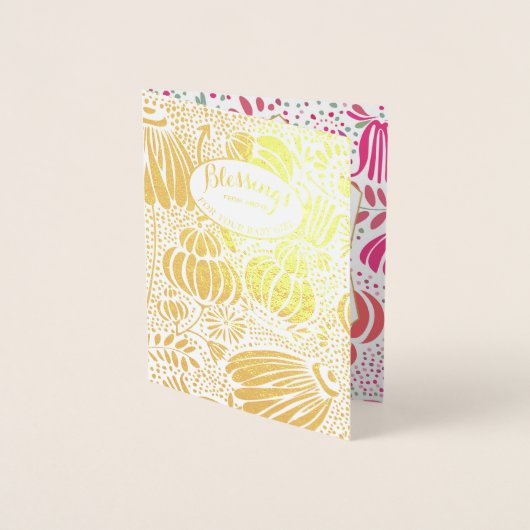 Real Gold Foil Floral Baby shower Blessings Folie Kaarten (Voorkant)
