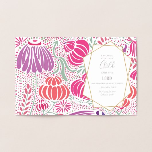 Real Gold Foil Floral Baby shower Blessings Folie Kaarten (Binnen)
