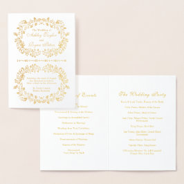 Real Gold Foil Floral Wedding Programme Folie Kaarten