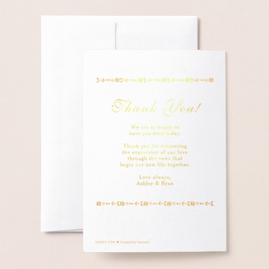 Real Gold Foil Floral Wedding Programme Folie Kaarten (Met envelop)