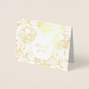 Real Gold Foil Flowers Hartelijk dank Folie Kaarten