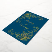 Real Gold Foil (FRONT) Lotus Flower Wedding Invite Folie Uitnodiging (Gedraaid)